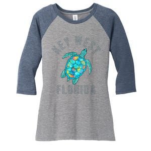 Key West Florida Sea Turtle Women's Tri-Blend 3/4-Sleeve Raglan Shirt