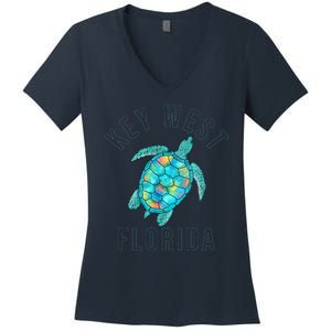 Key West Florida Sea Turtle Women's V-Neck T-Shirt