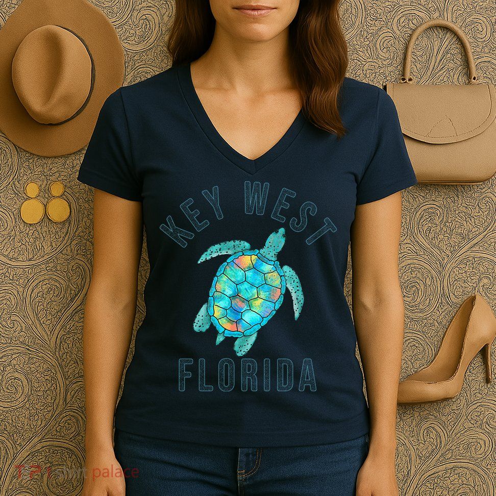 Key West Florida Sea Turtle Women's V-Neck T-Shirt