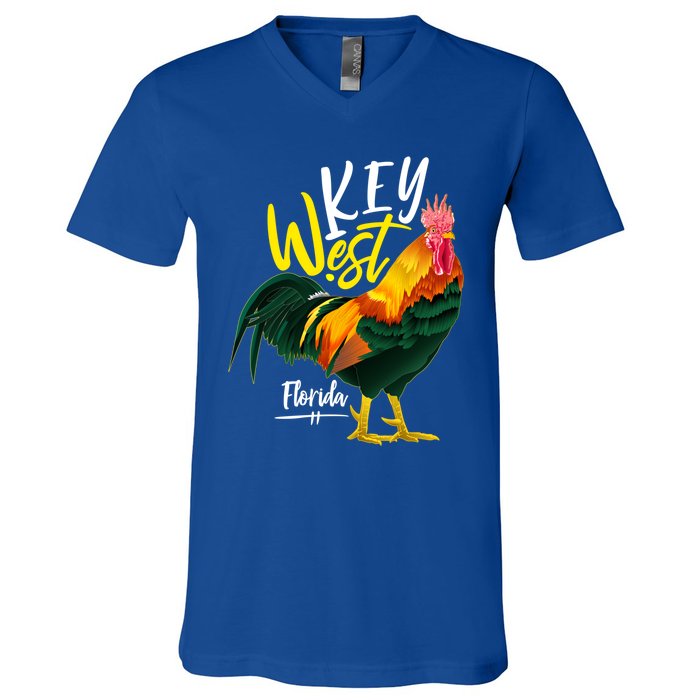 Key West Florida Keys Rooster Vacation Cruise Souvenir Gift Great Gift V-Neck T-Shirt