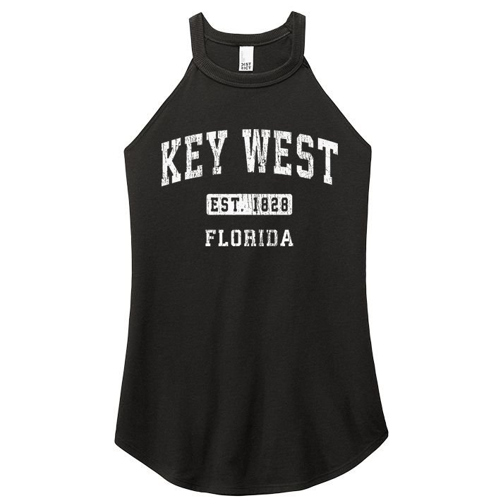 Key West Florida Fl Vintage Athletic Sports Women's Perfect Tri Rocker Tank