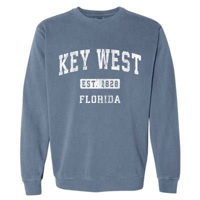Key West Florida Fl Vintage Athletic Sports Garment-Dyed Sweatshirt