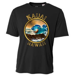 Kauai Wave Front Back Surf Chicken Rooster Ocean Beauty Cooling Performance Crew T-Shirt