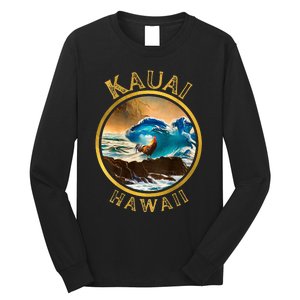 Kauai Wave Front Back Surf Chicken Rooster Ocean Beauty Long Sleeve Shirt