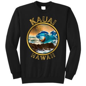 Kauai Wave Front Back Surf Chicken Rooster Ocean Beauty Sweatshirt