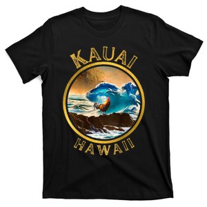 Kauai Wave Front Back Surf Chicken Rooster Ocean Beauty T-Shirt