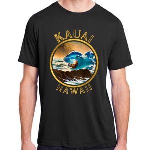 Kauai Wave Front Back Surf Chicken Rooster Ocean Beauty Adult ChromaSoft Performance T-Shirt