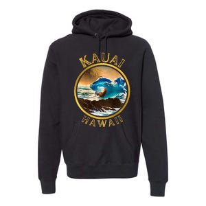 Kauai Wave Front Back Surf Chicken Rooster Ocean Beauty Premium Hoodie