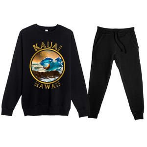 Kauai Wave Front Back Surf Chicken Rooster Ocean Beauty Premium Crewneck Sweatsuit Set