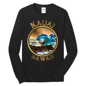 Kauai Wave Front Back Surf Chicken Rooster Ocean Beauty Tall Long Sleeve T-Shirt