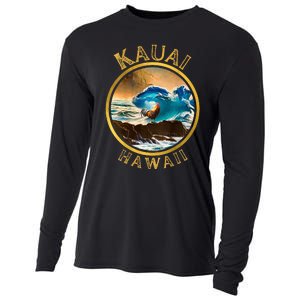 Kauai Wave Front Back Surf Chicken Rooster Ocean Beauty Cooling Performance Long Sleeve Crew