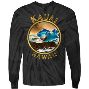 Kauai Wave Front Back Surf Chicken Rooster Ocean Beauty Tie-Dye Long Sleeve Shirt