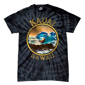 Kauai Wave Front Back Surf Chicken Rooster Ocean Beauty Tie-Dye T-Shirt