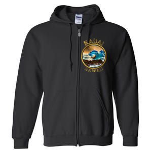 Kauai Wave Front Back Surf Chicken Rooster Ocean Beauty Full Zip Hoodie