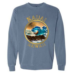 Kauai Wave Front Back Surf Chicken Rooster Ocean Beauty Garment-Dyed Sweatshirt