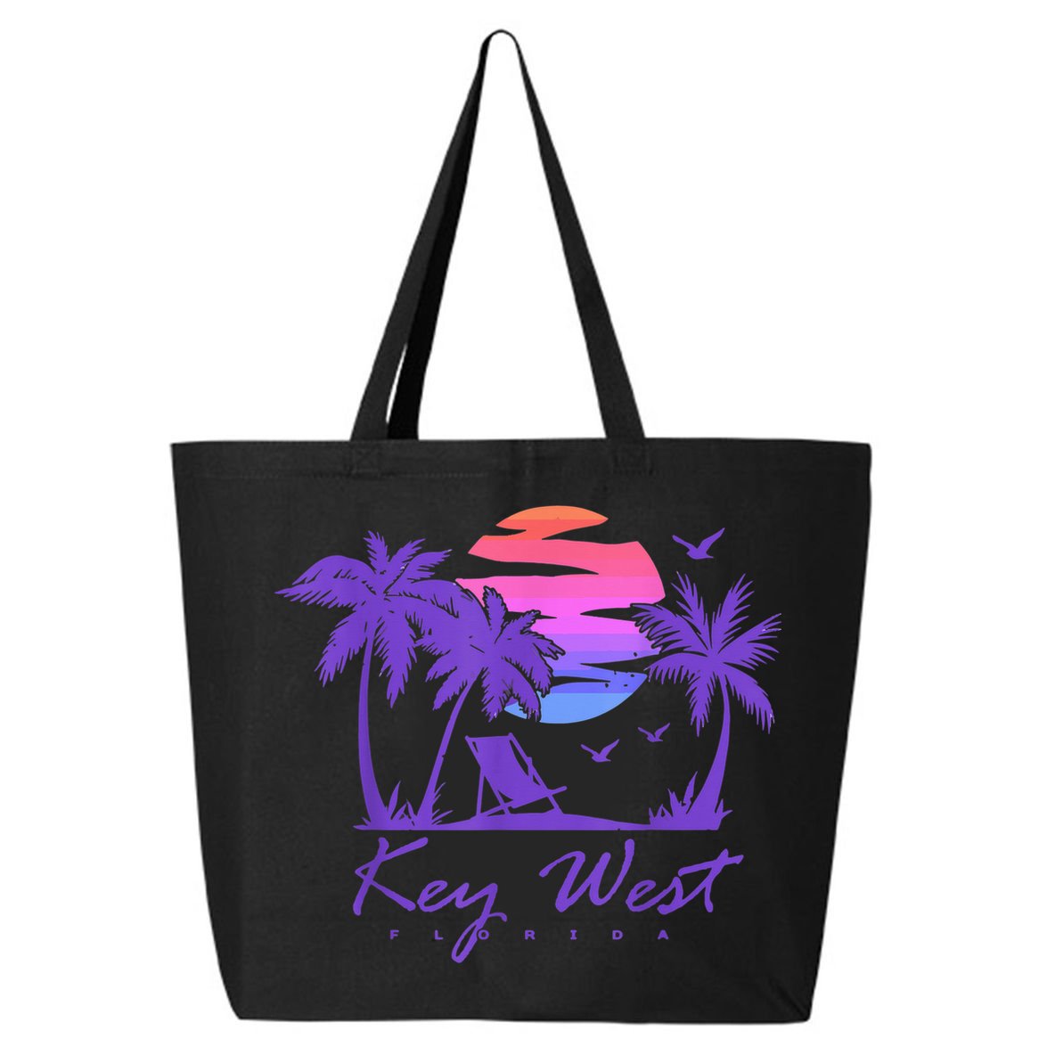 KEY WEST FLORIDA Spring Break Vacation Retro Vintage Sunset 25L Jumbo Tote