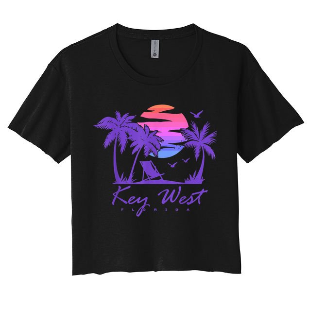 KEY WEST FLORIDA Spring Break Vacation Retro Vintage Sunset Crop Top