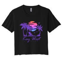 KEY WEST FLORIDA Spring Break Vacation Retro Vintage Sunset Women's Crop Top Tee