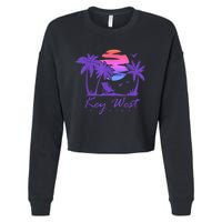 KEY WEST FLORIDA Spring Break Vacation Retro Vintage Sunset Cropped Pullover Crew