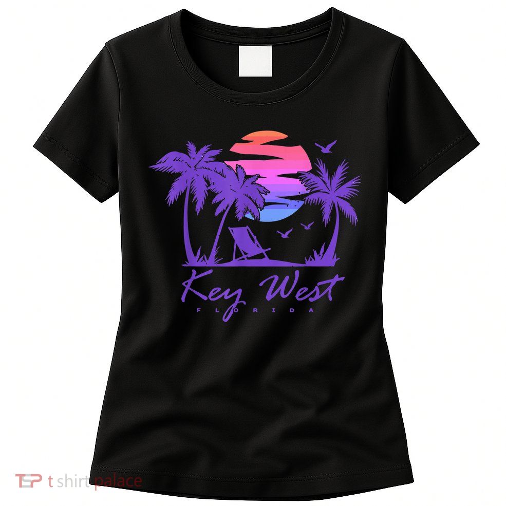 KEY WEST FLORIDA Spring Break Vacation Retro Vintage Sunset Womens T-Shirt