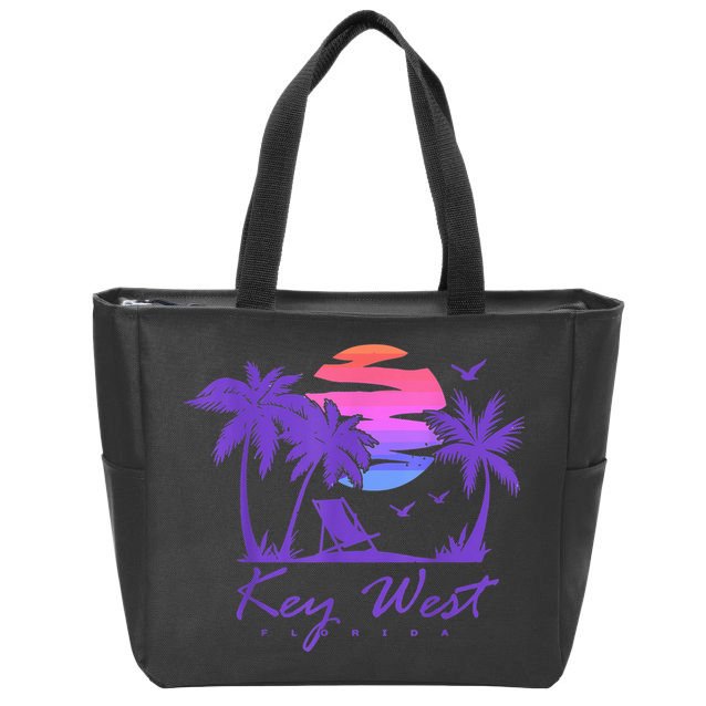 KEY WEST FLORIDA Spring Break Vacation Retro Vintage Sunset Zip Tote Bag