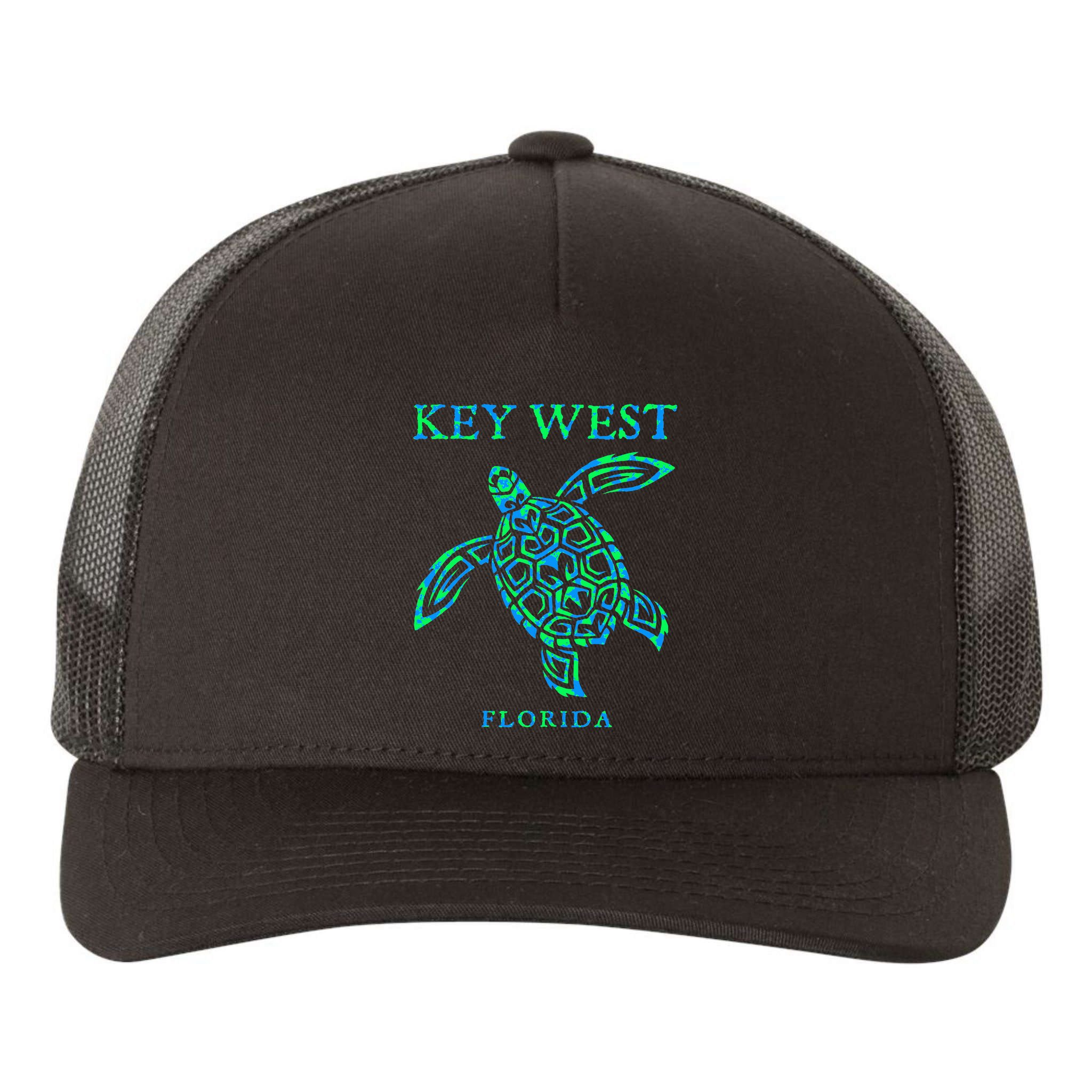 Key West Florida Sea Turtle Retro Boy Girl Vacation Souvenir Yupoong Adult 5-Panel Trucker Hat