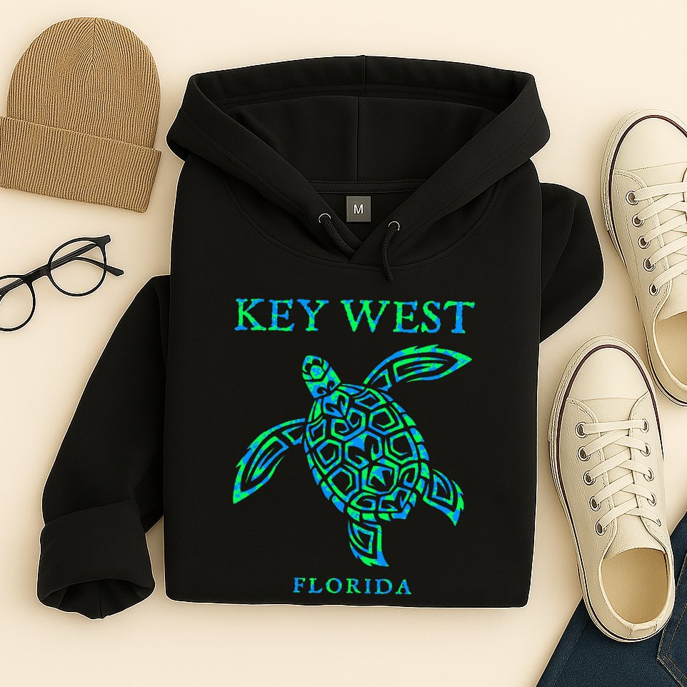 Key West Florida Sea Turtle Retro Boy Girl Vacation Souvenir Hoodie