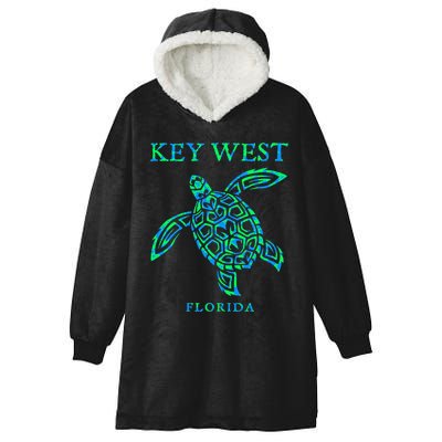 Key West Florida Sea Turtle Retro Boy Girl Vacation Souvenir Hooded Wearable Blanket
