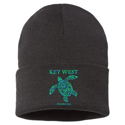 Key West Florida Sea Turtle Retro Boy Girl Vacation Souvenir Sustainable Knit Beanie