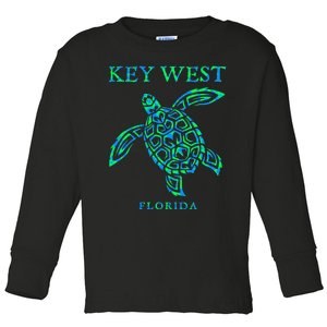 Key West Florida Sea Turtle Retro Boy Girl Vacation Souvenir Toddler Long Sleeve Shirt