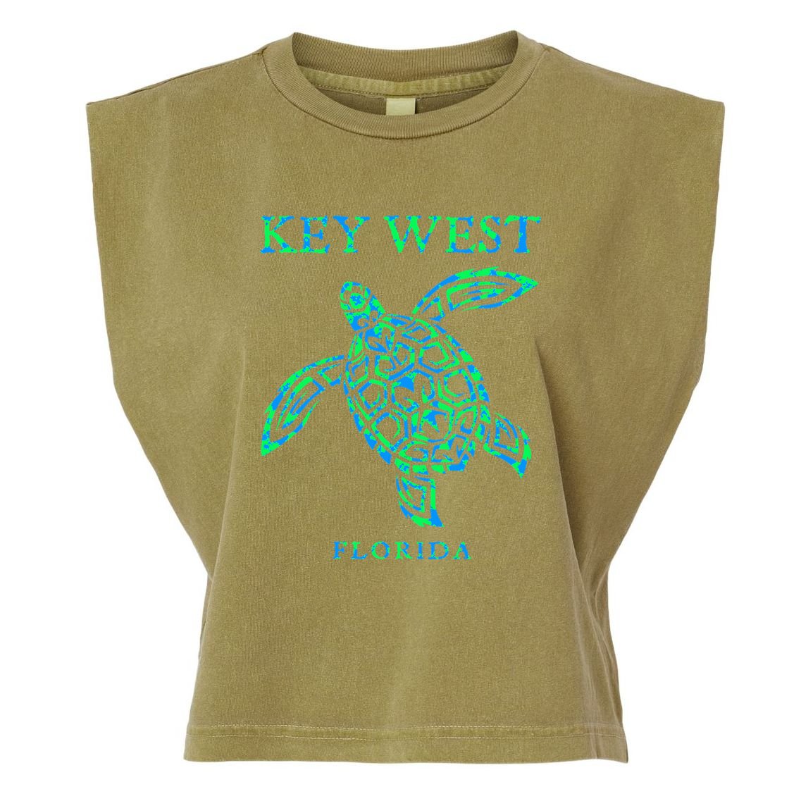 Key West Florida Sea Turtle Retro Boy Girl Vacation Souvenir Garment-Dyed Women's Muscle Tee