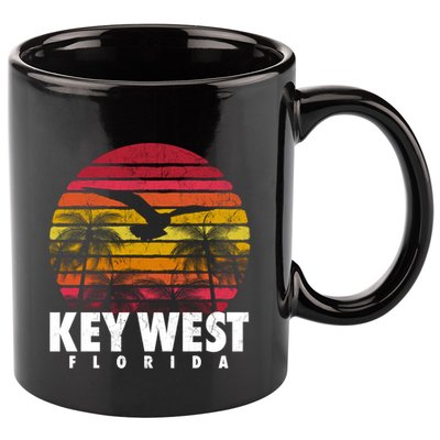 Key West Florida Vintage Retro Sunset Beach Gift 11oz C Handle Ceramic Mug