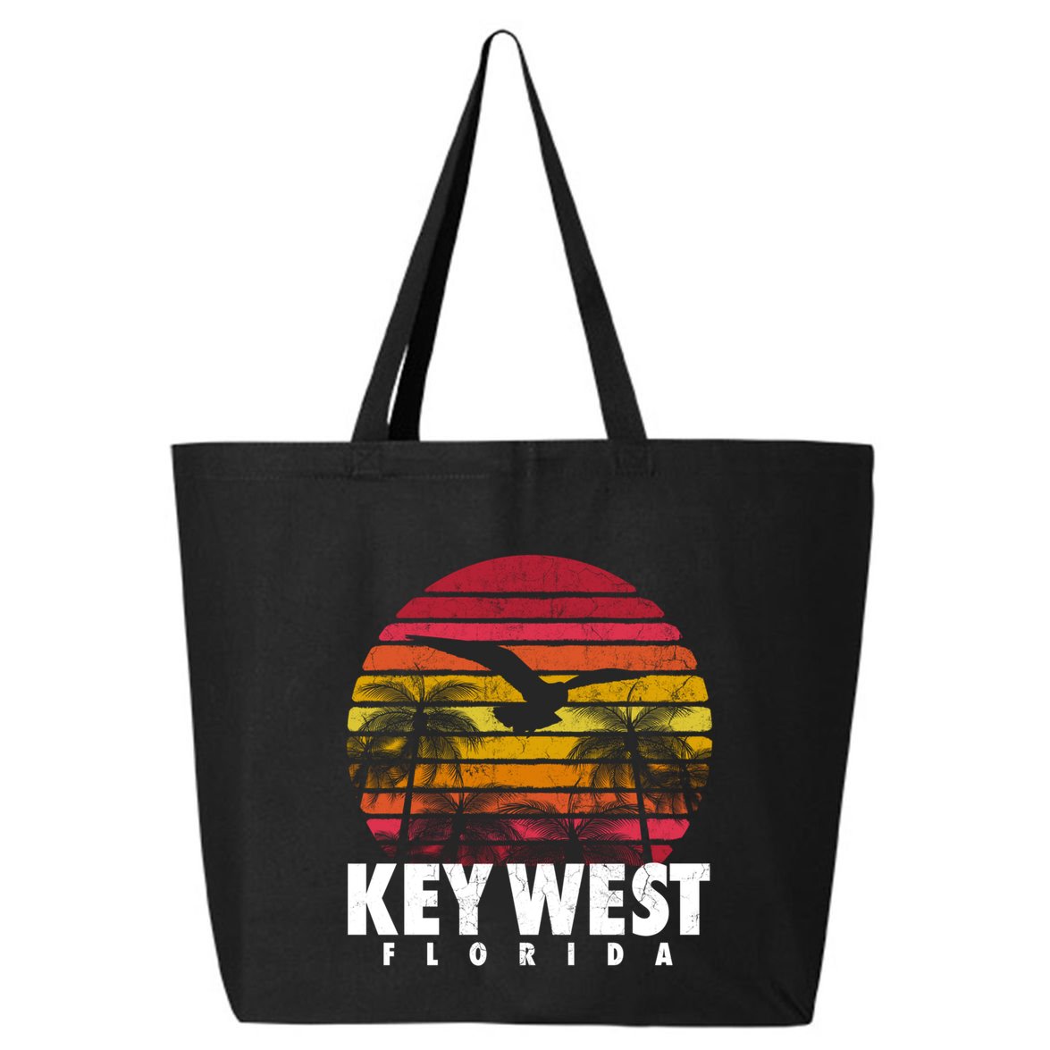Key West Florida Vintage Retro Sunset Beach Gift 25L Jumbo Tote