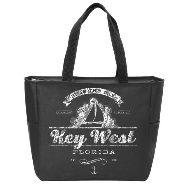 Key West Fl Sailboat Nautical Zip Tote Bag