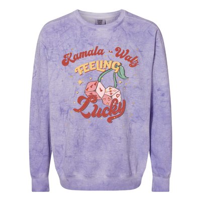 Kamala Walz Feeling Lucky Colorblast Crewneck Sweatshirt