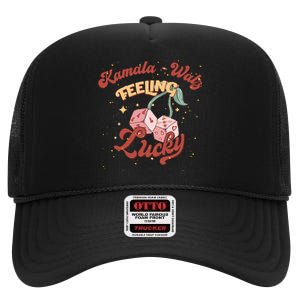 Kamala Walz Feeling Lucky High Crown Mesh Back Trucker Hat