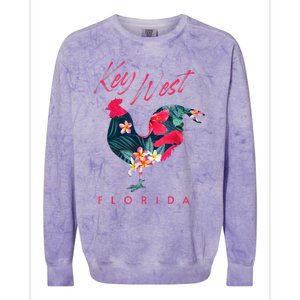 Key West Florida Chicken Lover Flower Hibiscus Souvenir Colorblast Crewneck Sweatshirt