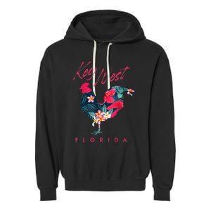 Key West Florida Chicken Lover Flower Hibiscus Souvenir Garment-Dyed Fleece Hoodie