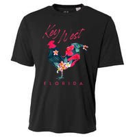 Key West Florida Chicken Lover Flower Hibiscus Souvenir Cooling Performance Crew T-Shirt