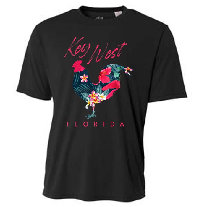 Key West Florida Chicken Lover Flower Hibiscus Souvenir Cooling Performance Crew T-Shirt