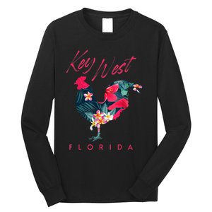 Key West Florida Chicken Lover Flower Hibiscus Souvenir Long Sleeve Shirt