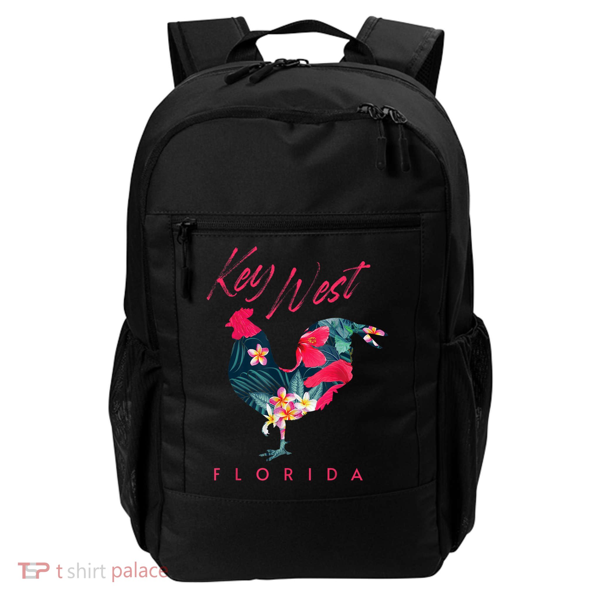 Key West Florida Chicken Lover Flower Hibiscus Souvenir Backpack