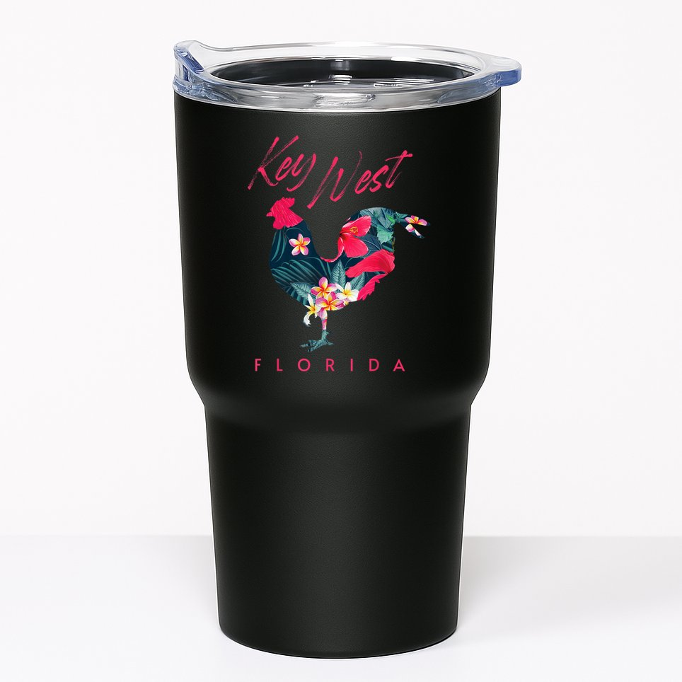 Key West Florida Chicken Lover Flower Hibiscus Souvenir Tumbler
