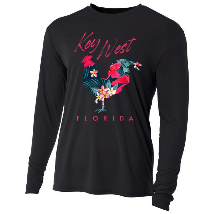 Key West Florida Chicken Lover Flower Hibiscus Souvenir Cooling Performance Long Sleeve Crew