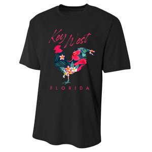 Key West Florida Chicken Lover Flower Hibiscus Souvenir Performance Sprint T-Shirt