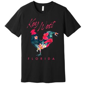 Key West Florida Chicken Lover Flower Hibiscus Souvenir Premium T-Shirt