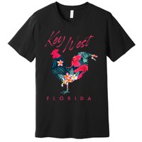 Key West Florida Chicken Lover Flower Hibiscus Souvenir Premium T-Shirt