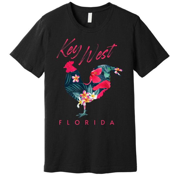 Key West Florida Chicken Lover Flower Hibiscus Souvenir Premium T-Shirt