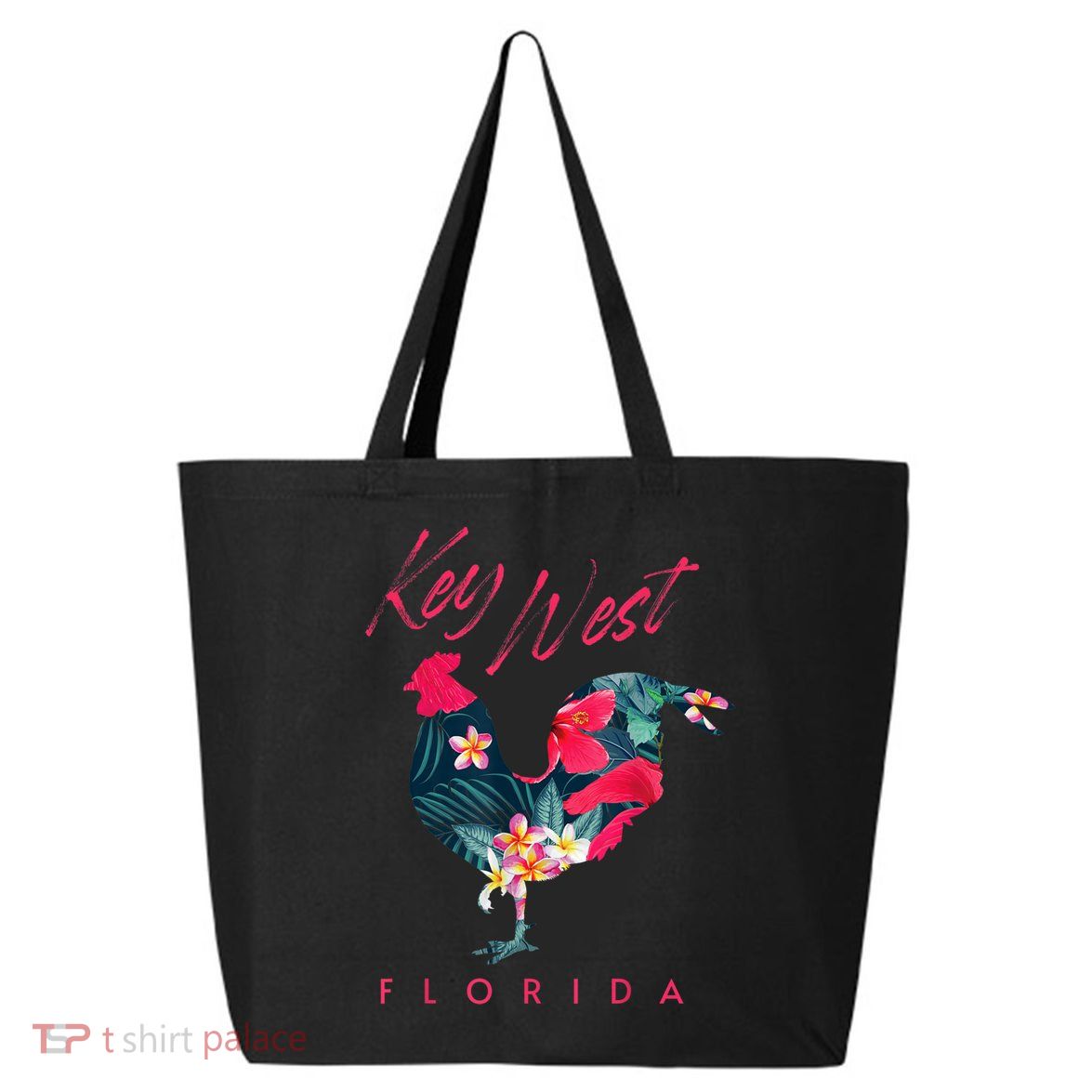 Key West Florida Chicken Lover Flower Hibiscus Souvenir 25L Jumbo Tote
