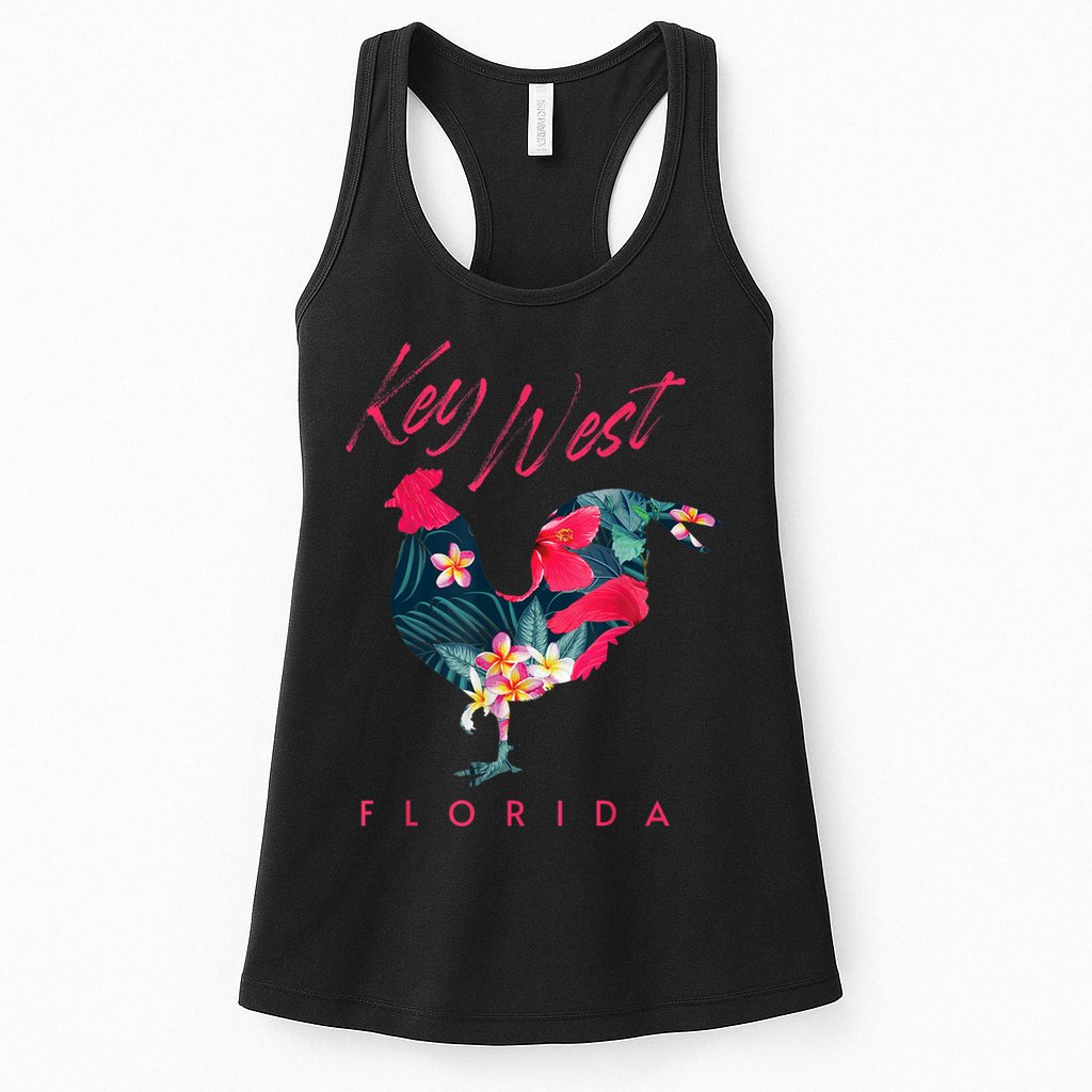 Key West Florida Chicken Lover Flower Hibiscus Souvenir Womens Tank Top